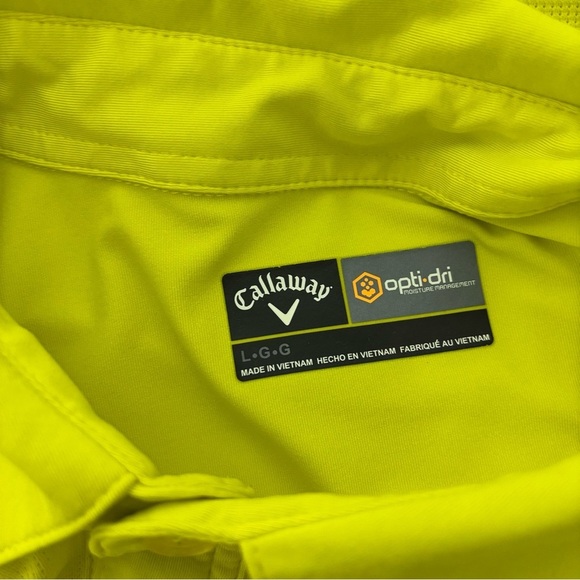 Callaway Opti Dri Men's Large Golf Short Sleeve Polo Shirt Yellow - Picture 4 of 4
